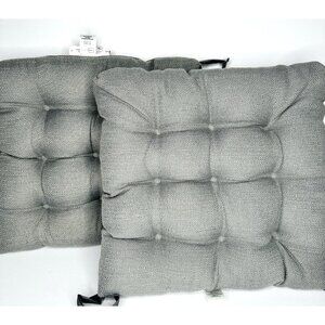 Mainstays Indoor Seat Cushions Set of 2 Gray Woven & Smooth Sides 15x14”